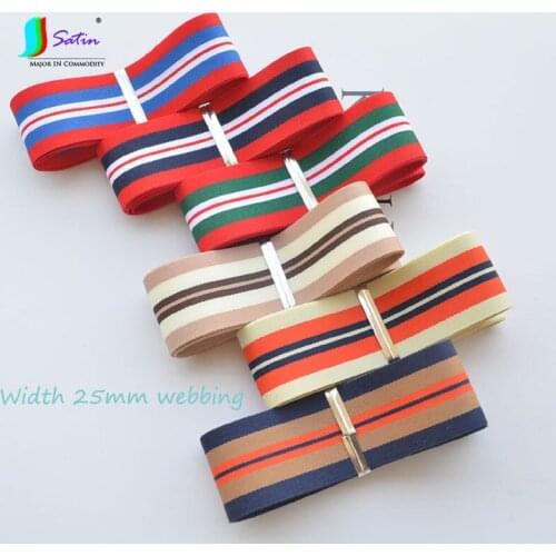 Width 25MM Colorful Stripe Webbing Hand-made Butterfly Knot Material Garment Hair Ornament Accessory High Quality Webbing A0063C