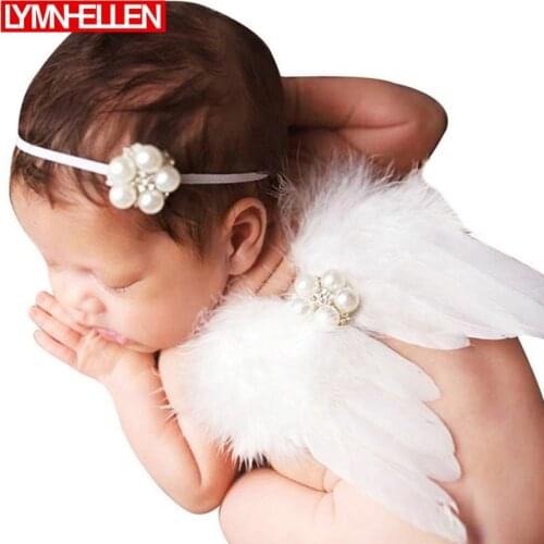 New 1 Set Baby Photography Props Boy Girls Angel Wings Fitted Wing Set Feather Infant Costume Photo Props with Pretty Headband