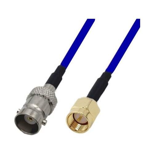 Blue Soft RG142 Double Shielded SMA Male to BNC Female Connector RF Coaxial WIFI Antenna Coax Low Loss Cable 50ohm