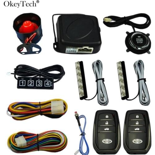 OkeyTech PKE Universal 12V SUV Push Button To Start Stop Engine System Keyless Entry System Car Alarm Anti-theft With Keyboard