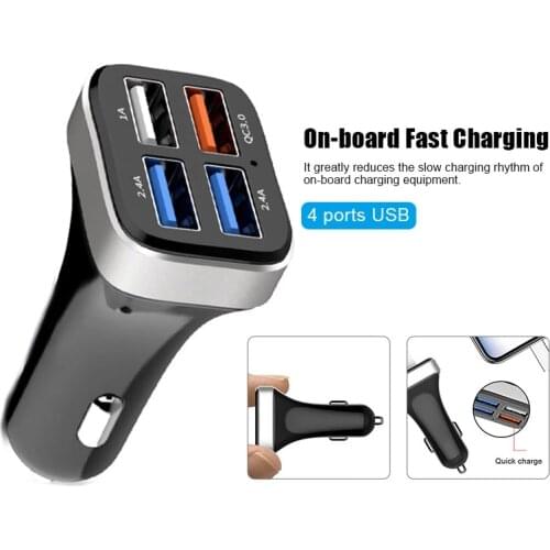 Universal QC3.0 Car Charger 4 Ports Usb Fast Car Charger USB Mobile Phone Fast Charger Car Accessories