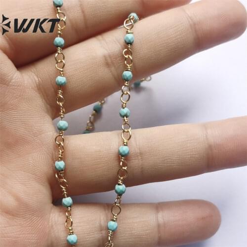 WT-RBC019 Natural howlite rosary chain with gold trim howlite beads high quality rosary beads chain sold in wholesale price