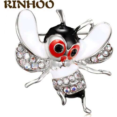 Cute Cartoon Bee Brooches Vintage Enamel Bee Crystal Insects Animal Pins Jewelry Fashion Dress Coat Accessories Brooch for Women