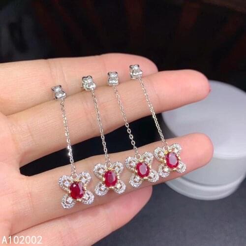 KJJEAXCMY fine jewelry natural Ruby 925 sterling silver women gemstone earrings support test lovely