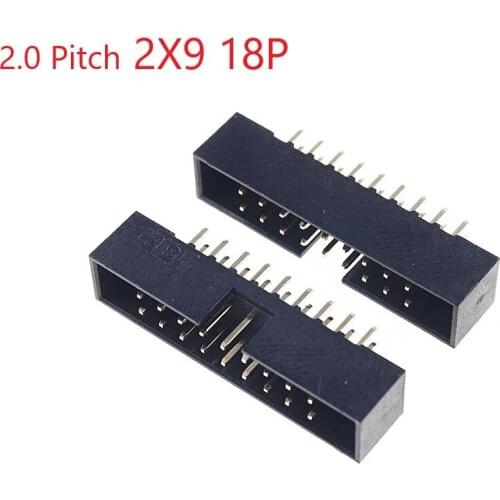 10 Pcs Box Header 18 Pin 2x9P 2.0mm Pitch Male Shrouded PCB straight IDC Socket dual rows space 2.0 Through hole DIP
