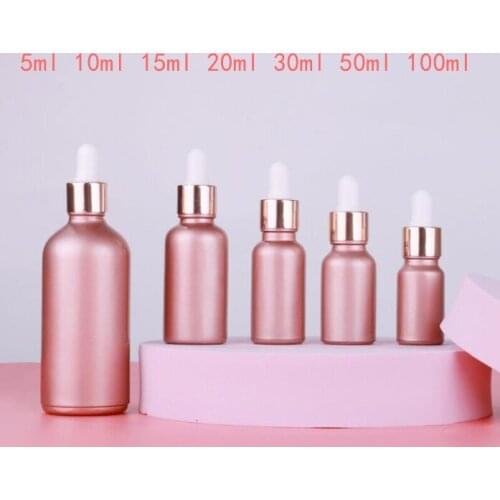 1000pcs 5-100ml Rose Pink Glass Dropper Dispenser Bottle Essential Oil Bottles Cosmetic Containers Empty Refillable Bottles Jars