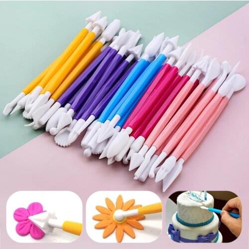 16 Patterns Carving Flower Craft Clay Modeling Baking Accessories Set Pastry Tools 8Pcs Fondant Cake Decorating Modelling Tools