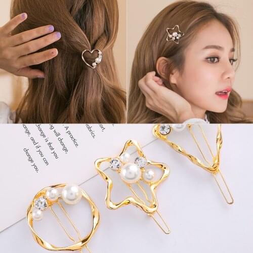 2020 Fashion Geometric Star Love Women Hair Clip Girls Snap Hair Barrette Stick Hairpin Hair Styling Accessories For Women Girls