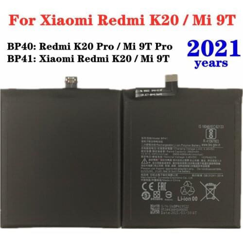 2021 BP40 For Xiaomi Redmi K20 Pro / Mi 9T Pro Battery BP41 For Xiao mi Redmi K20 / Mi 9T Phone Genuine Batterie Batterij