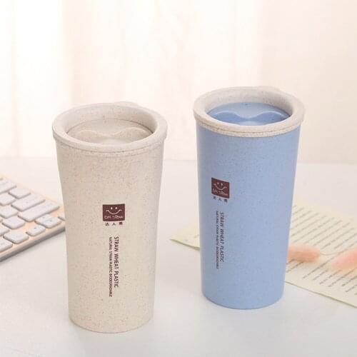 280ML Double-wall Insulation Wheat Fiber Straw Coffee Cup Travel Mug Leakproof Eco-friendly Unbreakable Reusable Drinking Cup