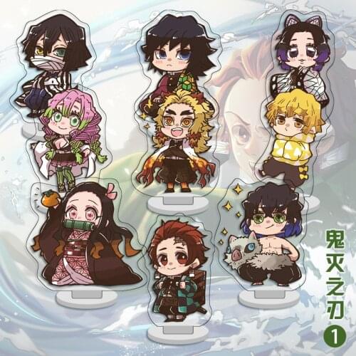 9Pcs/Set Anime Demon Slayer Acrylic Stand Model Kimetsu No Yaiba Tanjirou Nezuko Figure Decoration Action Plate Toys Gift