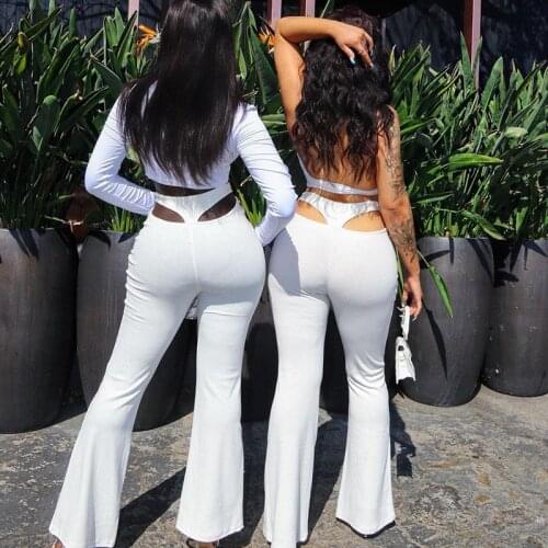 Back Triangle Hollow out Patchwork Streetwear Straight Womens Pants Summer High Waist Pant Trousers Sexy Casual 2021