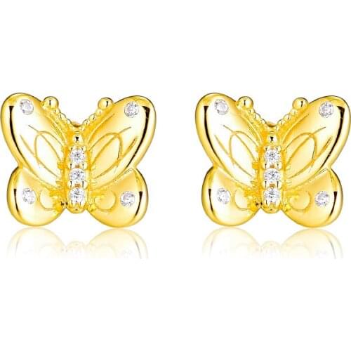 CKK Earrings for women Decorative Butterflies Stud Earring BrincoS 925 Sterling Silver Jewelry Pendientes Earings Orecchini