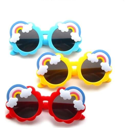 Red Rainbow Kids Sunglasses Children Cute Pink Blue Yellow Colored Glasses Girls Boys Baby Round Shades Trends 2021 Vogue Party
