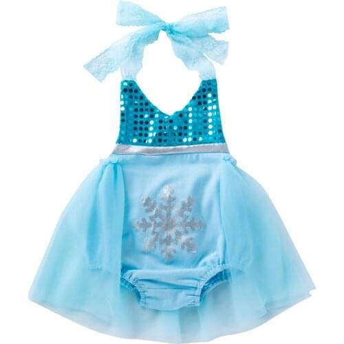 Toddler Sleeveless Mesh Romper with Bow Hair Ornament, Sequin Decoration Princess Summer Clothing