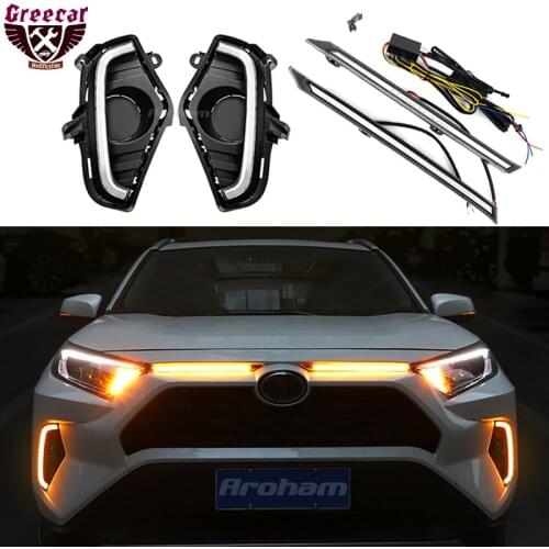 Daytime Running Light Led Fog Light Modification With Yellow Signal Front Center Grille Lamp For Toyota Rav4 Rav 4 2020