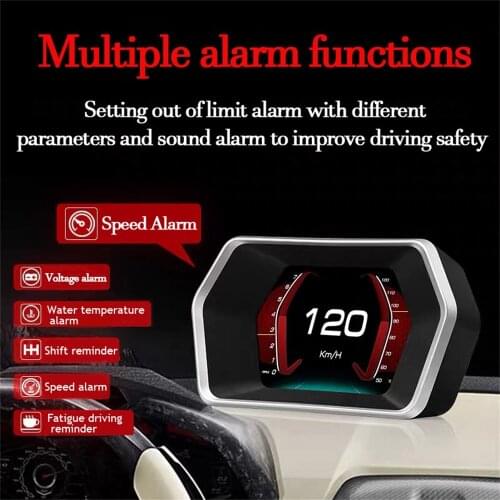 P17 Vehicle HUD gauges Display OBD Instrument Trip Computer Multi Function Turbine Water Temp altitude satellite state Tubro