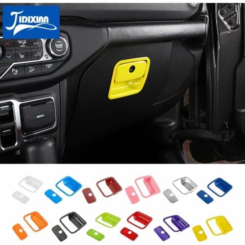 MOPAI Interior Mouldings ABS Car Co-pilot Storage Box Handle Decoration Cover Sticker for Jeep Wrangler JL 2018+ Car Accessories