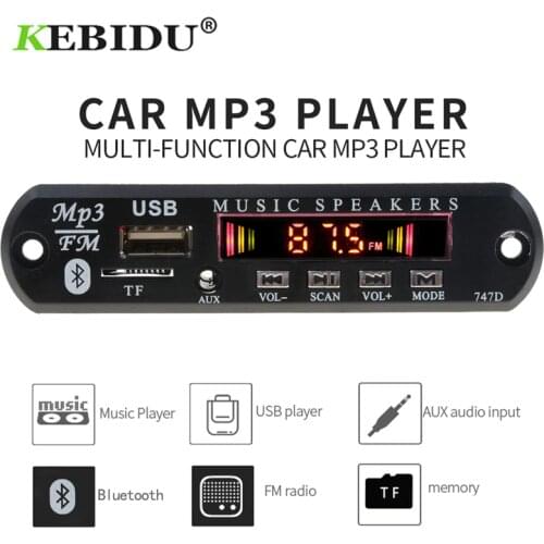Kebidu 5V 12V Bluetooth MP3 Decoder Board MP3 Player Car Kit FM Radio TF USB 3.5 Mm WMA AUX Audio Receiver Newest