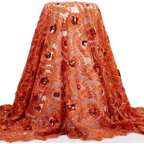 Zhenguiru Sequins Lace Fabric 2021 New White French Milk Mesh Tulle Lace Fabric 5 Yards Flowers Sewing Wedding Women Dress A2444