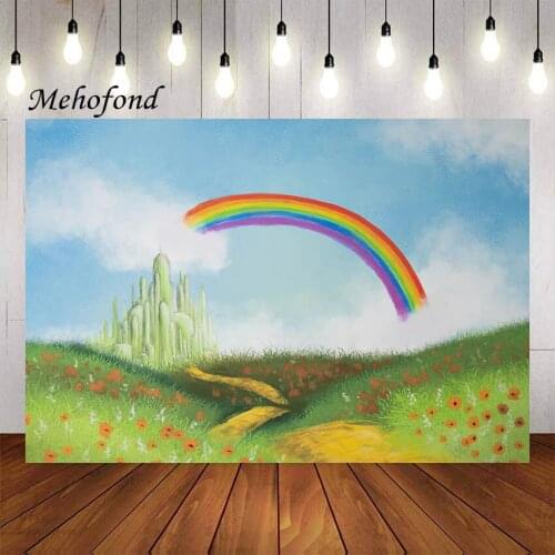 Mehofond Rainbow Oil Painting Photography Background Castle Princess Magical Girls Birthday Party Portrait Backdrop Photo Studio