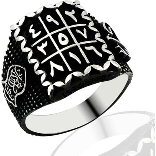 925 Silver Arabic Numerlogical Ring for Men Mans Ring