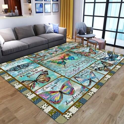 New Child Room Play area Rug colorful Gorgeous butterfly Carpets for home Living Room Bedroom floral 3D Print Kid Game floor Mat