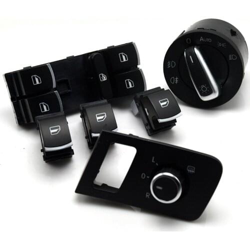 New Chrome free shipping Mirror window headlight switch for VW Volkswagen Touran 2003-2015 Caddy 5ND941431B 1TD959565A 5ND959855