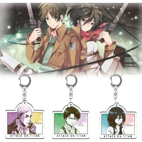 NEW HOT Attack on Titan Anime Keychain Cosplay Acrylic Pendant Keyring Cute Funny Cartoon Toy Rare Gift