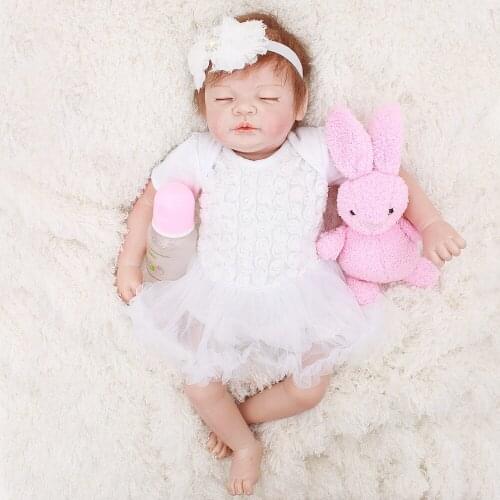 OtardDolls Bebe Reborn Dolls 22 inch Reborn Baby Doll Soft Vinyl Silicon Newborn Doll bonecas white dress For Children Gifts