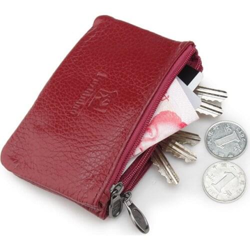 Latest Genuine leather coin purse coin bag female mens small wallet short student zipper handbag to take the key bag