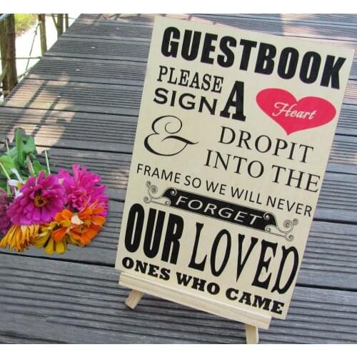 "Please Sign A Heart" Sign for Wooden Wedding Heart Drop Box Guest Book Frames