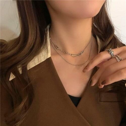 Retro Simple Double Necklace Temperament Personality Clavicle Chain Creative Elegant Jewelry For Women Feature Namour Charm Gift