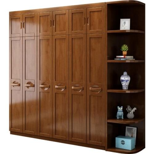 The wardrobe is assembled with a bedroom wooden mirror flat-open door with a top cabinet coatcase