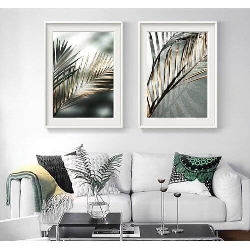 Nordic Small Fresh Green Plant Leafs Decoration Painting Home Wall Art Canvas Painting Pictures For Living Room Bedroom