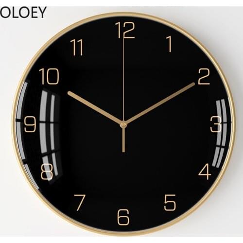 Modern Nordic Silent Large Wall Clock Metal Hanging Clocks Wall Watch Simple Living Room Black Luxury Saat Home Decor Clocks