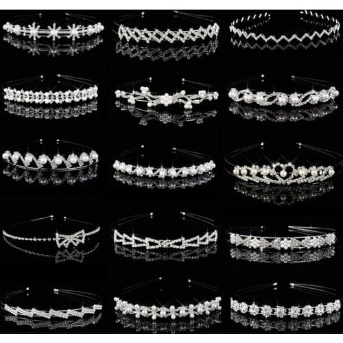 Children Show Tiara Princess Bridal Prom Crown Girl handband Hairband Pearl Crystal Wedding Bridesmaid Hair Accessories Headband