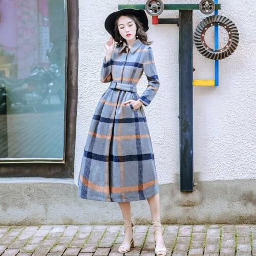 2018 Cotton Full Long Frayed Hot Sale Sobretudo Winter New Korea Temperament Lattice Loose Coat Woman Fashion Woollen Overcoat