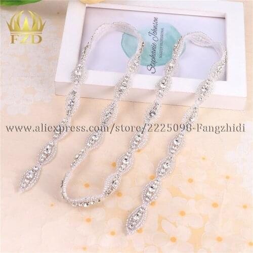 10yards) Wholesale Hotfix Clear Crystal Sewing on Beaded Rhinestone Appliques Trimming for Wedding Dress Headpieces Garters