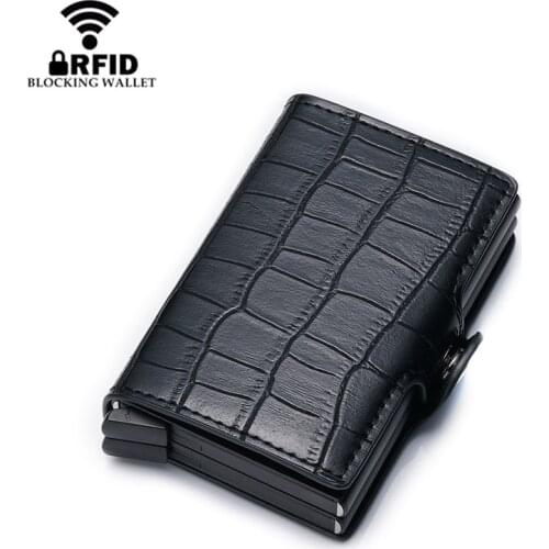 2020 New Alligator RFID Blocking Mens Credit Card Holder Business Double Aluminum Case For Bank Cards Metal Travel Wallet