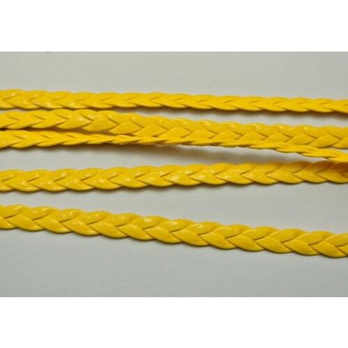 32.8 Feet Yellow Flat Braided Leatherette String Jewelry Cord Flat Woven 5X1mm