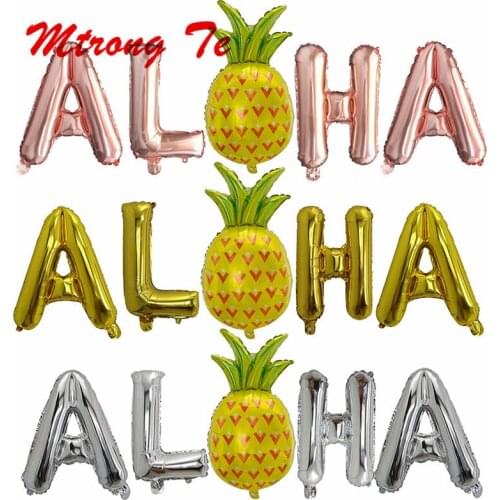 5pcs/lot 16inch Gold Silver Rose Gold ALOHA Foil Balloon Hawaiian Wedding Decoration Hawaii Summer Party Beach Party Supplies