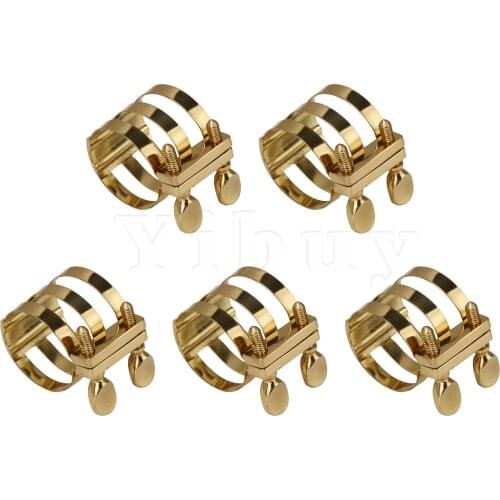 5 PCS Copper Tenor Saxophone Metal Ligature Sax for Music Lovers Gold