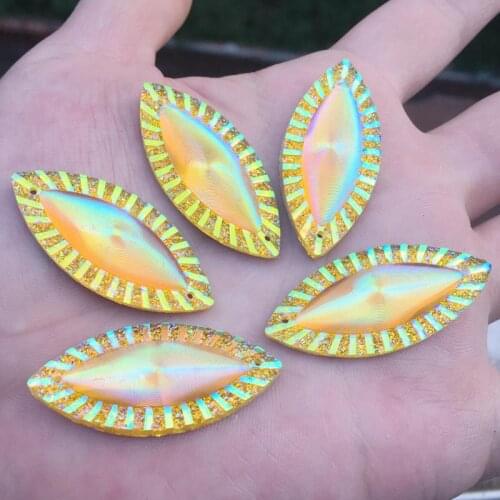 40Pcs 18*40mm Horse eye Flatback Resin Rhinestone trim stones and crystals costume Button Accessories -B902*4