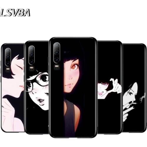 Anime Sad Dark Girl For Huawei P40 P30 P20 P10 P9 P8 Lite E 5G 2017 2019 Pro Plus Black Phone Case