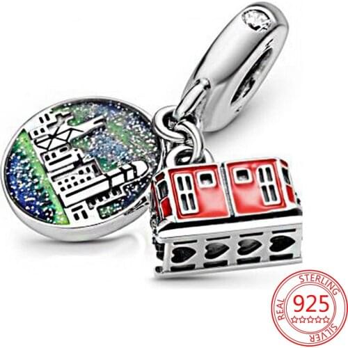 Authentic 925 Sterling Silver Hong Kong Peak Tram Crane Bead Charm Fit Pandora bracelet Fashion Jewelry Gift