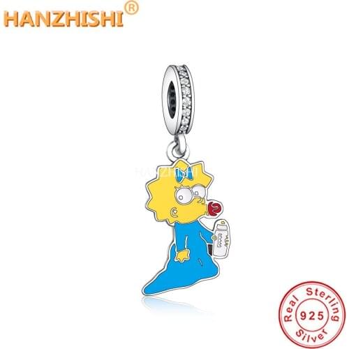 925 Sterling Silver Grandma with A Water Glass Charm Beads Fits Original Pandora Charm Bracelet Necklace Jewelry Accessories