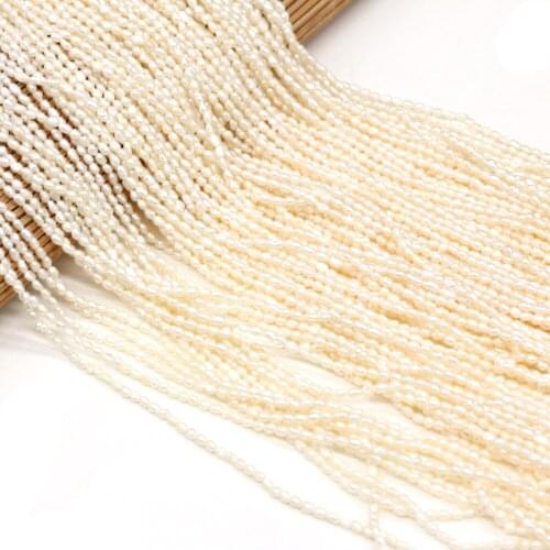 Natural Freshwater Pearl Beads For DIY Jewelry Making Necklaces Bracelets And Earrings White Rice Shape 1.8-2mm 36CM