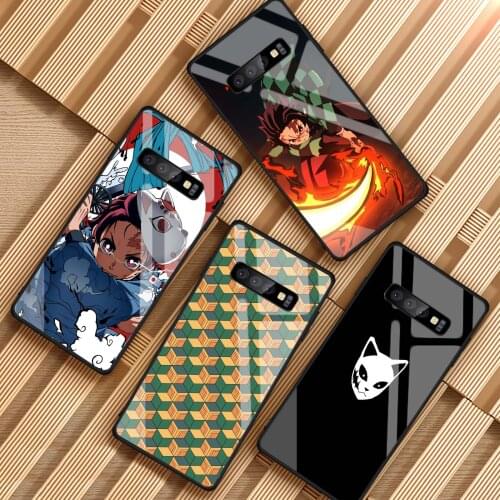 Anime Demon Slayer Kimetsu No Yaiba Tempered Glass Phone Case for Samsung Galaxy S8 S9 S10 S20 Plus J4 J6 J8 2018 NOTE 8 9 10