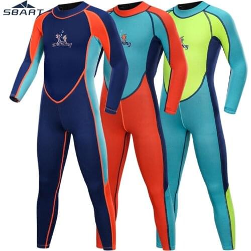 SBART Kids 2mm colour SCR Neoprene Swimsuit Baby Wetsuits Snorkeling Surfing Childrens Swimwear Long sleeve Elastic Diving Suit